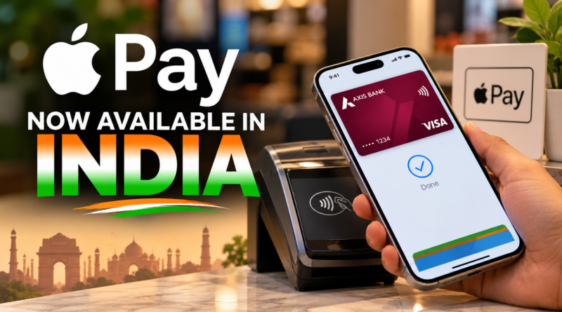 Apple Pay now available in India, iPhone paying with an Axis Bank Visa card at a contactless terminal.