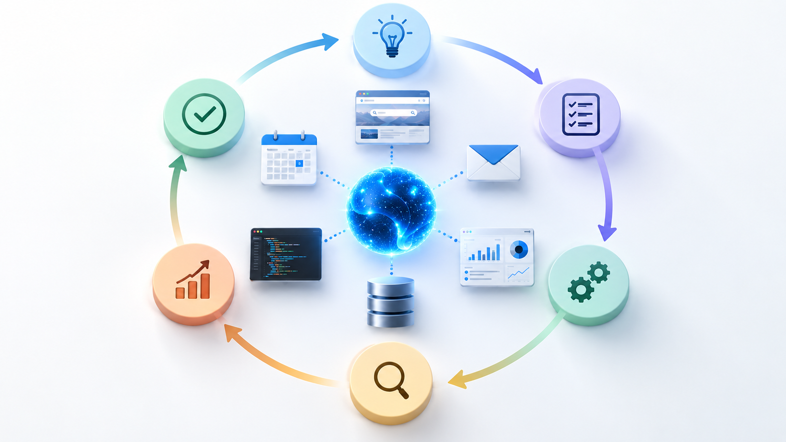 Diagram illustrating how an AI agent plans, acts, observes results and adjusts